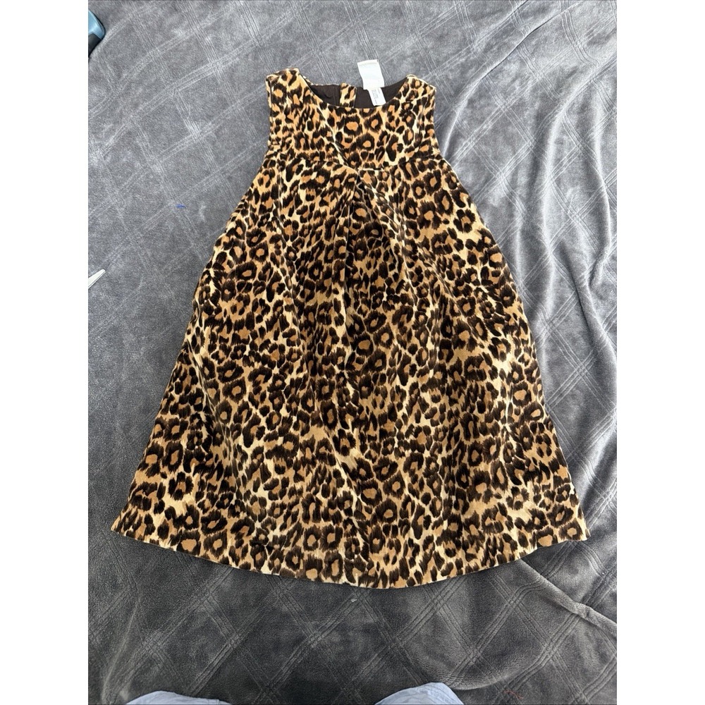 Baby Gap Toddler Girls Leopard Velvet Dress 4T Sleeveless Pockets Animal Print